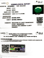 7.57/CT Natural Panna Stone with Govt. Lab Certificate-12313D49919